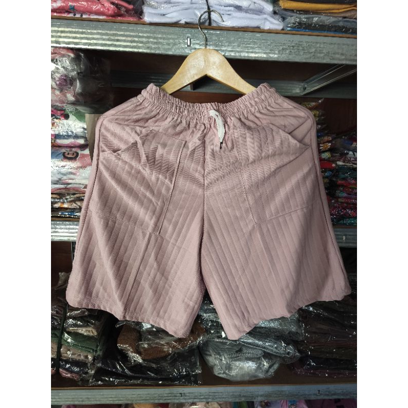 Celana Pendek Cewek Selutut Celana Pendek Cewek Saku Depan Bahan Knit