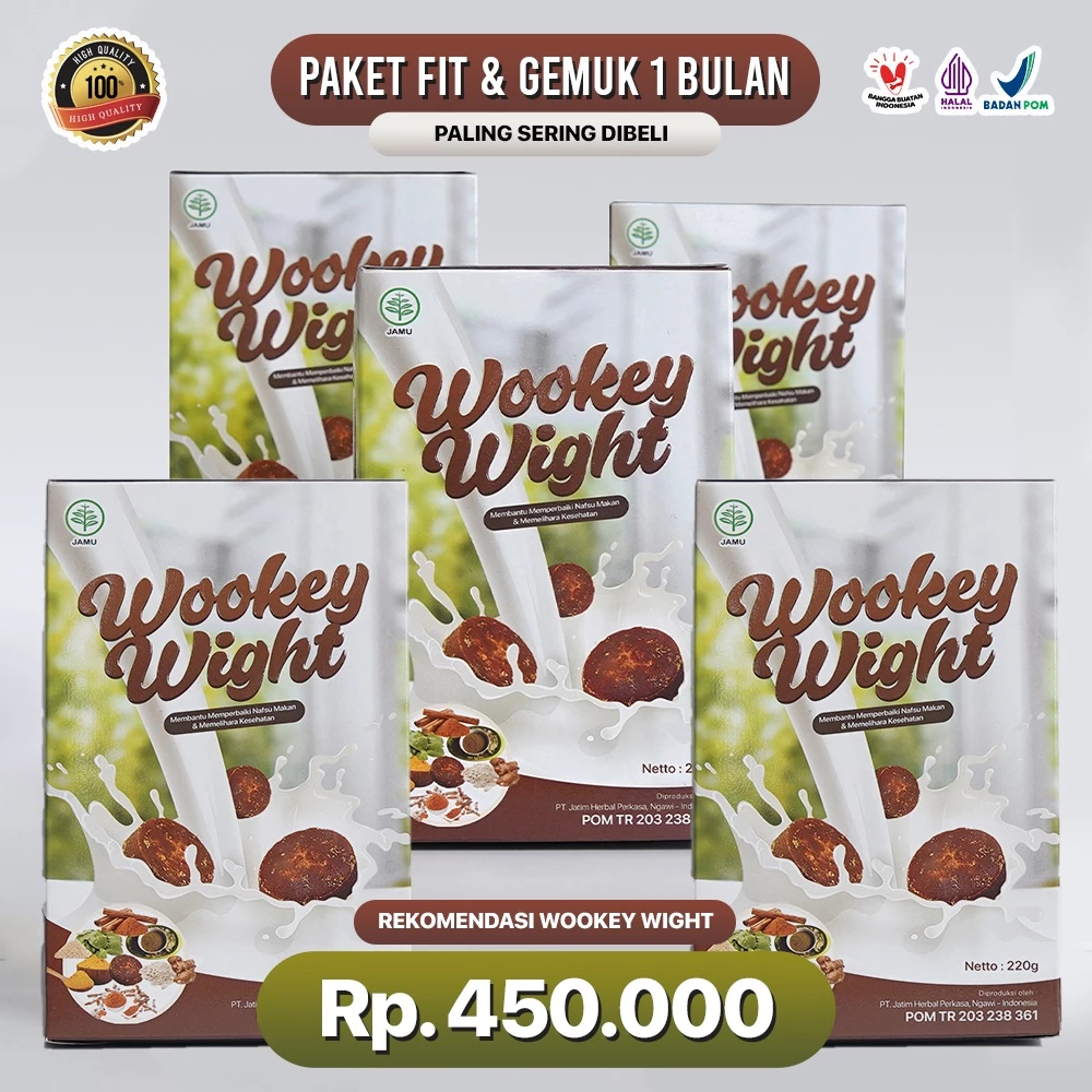 

5 BOX Wookey Weight - Susu Penambah Berat Badan 220gr Paket Nutrisi Alami Tanpa Efek Samping