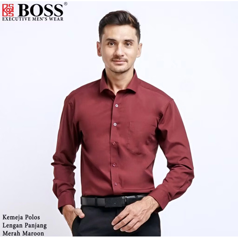 New BOSS Kemeja Polos Lengan Panjang