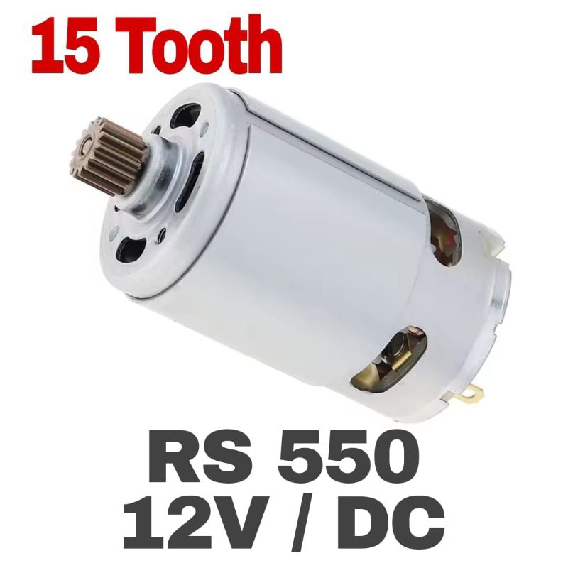 Motor DC Dinamo RS 550 12V Pinion 15T 15 Teeth for Juicer / Vacum Cleaner / Shredder / Electric fan 