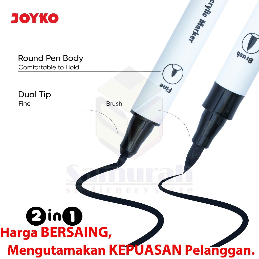 

Spidol Akrylik Marker Joyko ACMK 68 12 Warna / Acrylic Marker 12 Colours Dual Tip Fine - Brush /