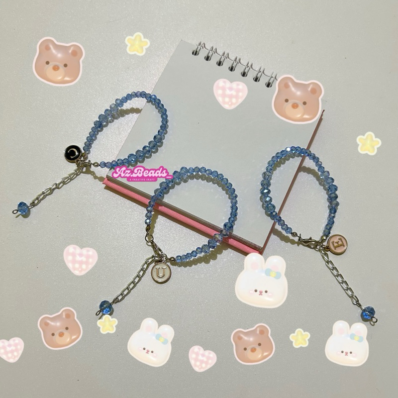 BIRU CLEAR - Gelang Crystal Inisial Bracelet by Az.Beads_
