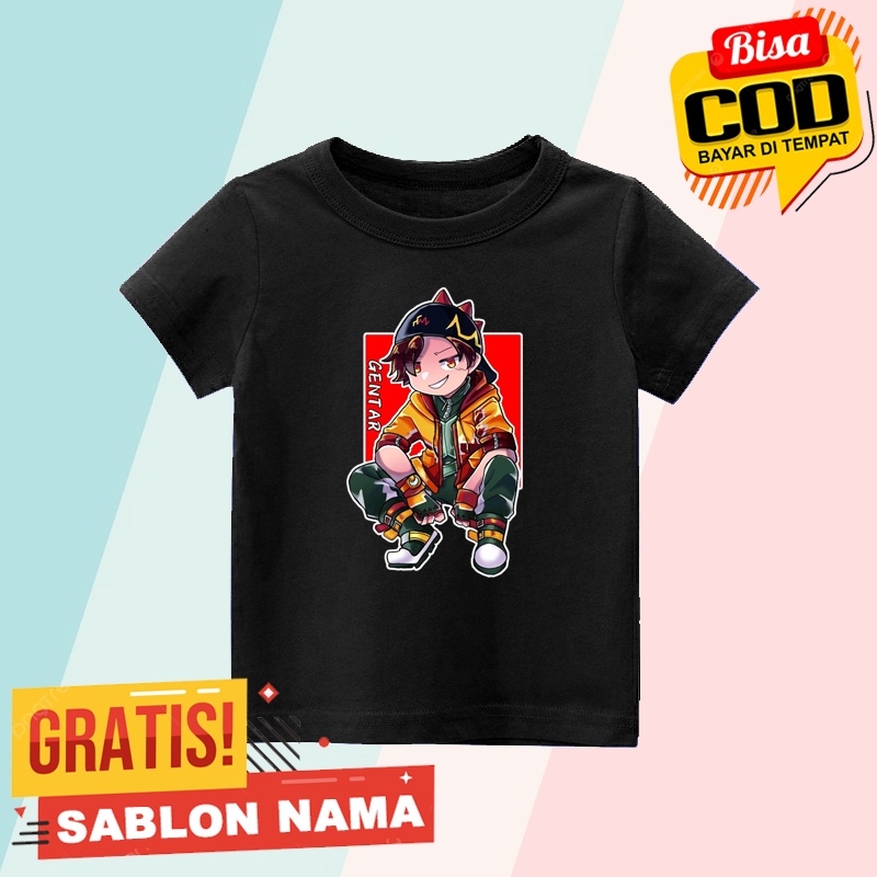Baju Kaos Anak Boboiboy GENTAR / Kaos Anak Laki Laki & Perempuan Custom Nama Boboiboy GENTAR