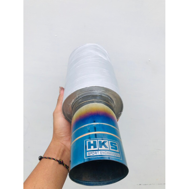 Knalpot Hks Cacing Blue Galvanis Ngebas adem Buat mobil Brio Avanza Carry Jazz Mobillio