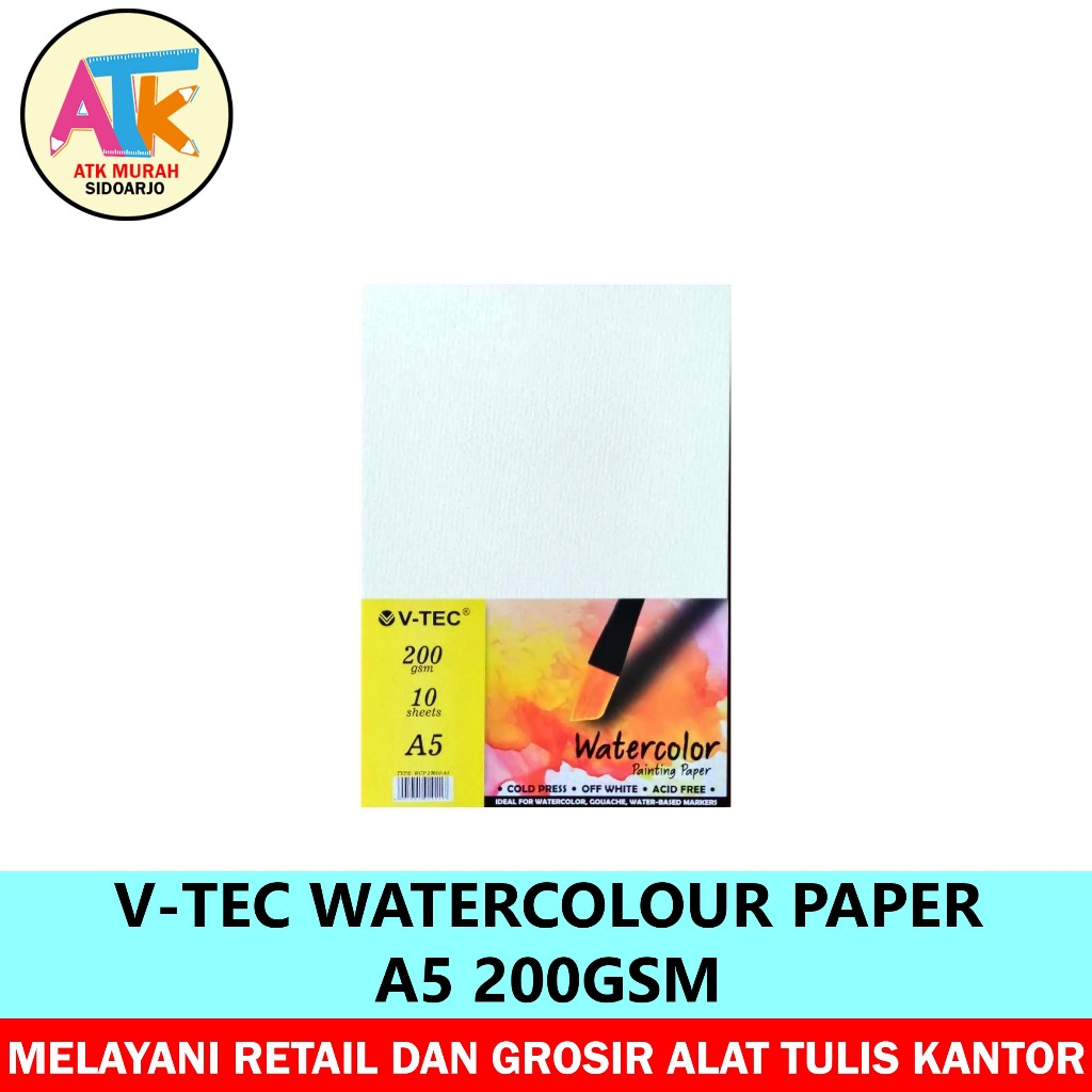 

KERTAS LUKIS - V-TEC WATERCOLOUR PAPER A5 200GSM