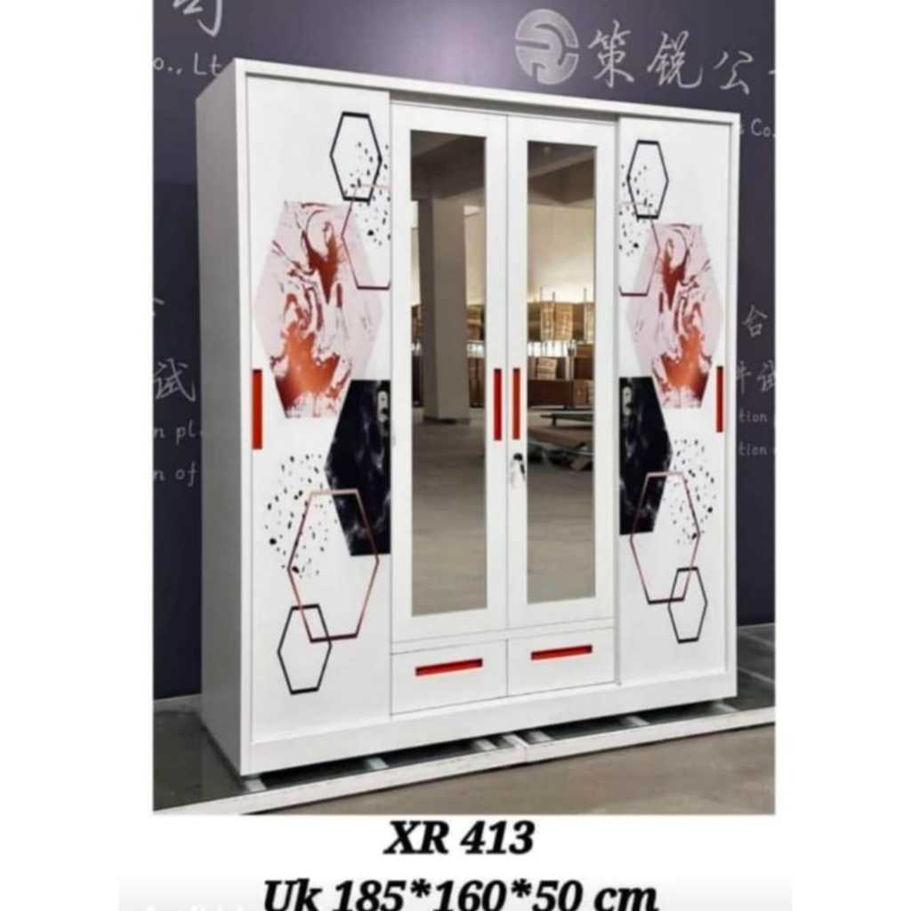 Lemari Baju Besi 4 Pintu XR &AX - Lemari Pakaian Besi 4 Pintu - Lemari Baju 4 Pintu