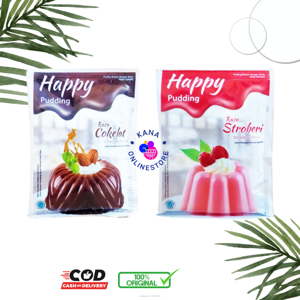 

HAPPY PUDDING Rasa Cokelat | Strawberry | Stroberi Susu | Puding Bubuk 60g | BPOM