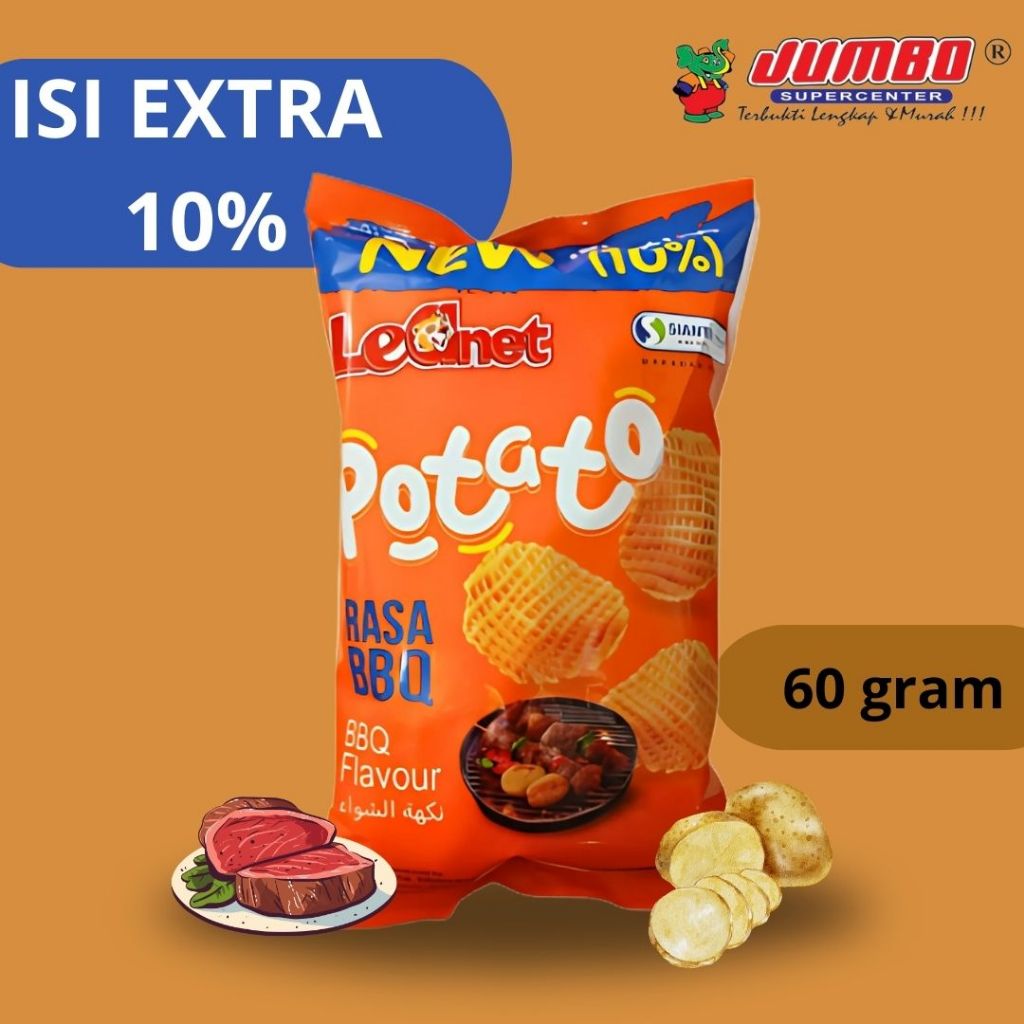 

Leanet Potato isi Extra 10% 60 gram varian BBQ/ Snack Rasa Kentang