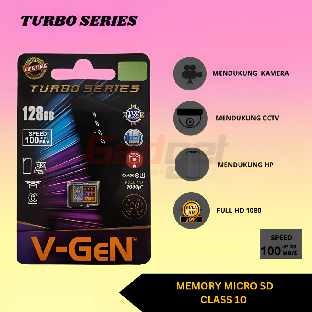 Memory V GEN Micro SD Turbo Series Class 10  Memori Card MMC Handphone Class 10 8GB 16GB 32GB 64GB 1