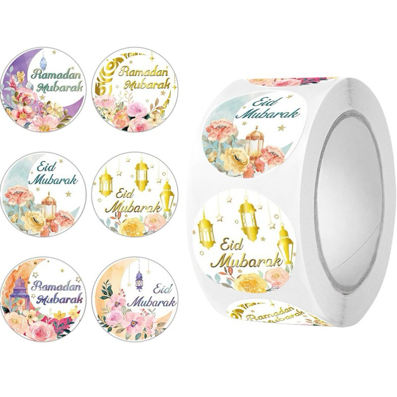 

(ISI 500 PC) STICKER LABEL IDUL FITRI PARCEL LEBARAN EID MUBARAK 2.5 CM