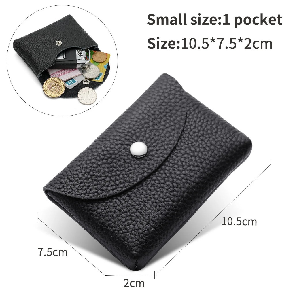 Dompet Koin Kulit Asli Lembut Wanita Dompet Kecil Ritsleting Retro Tempat Kartu