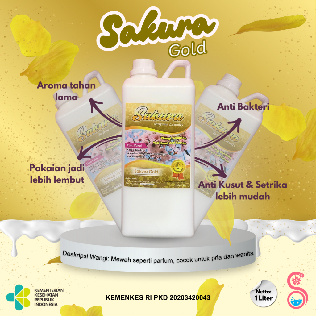 [SAKURA] Parfum Laundry Premium Pewangi Setrika dan Pelicin Setrika 1 L