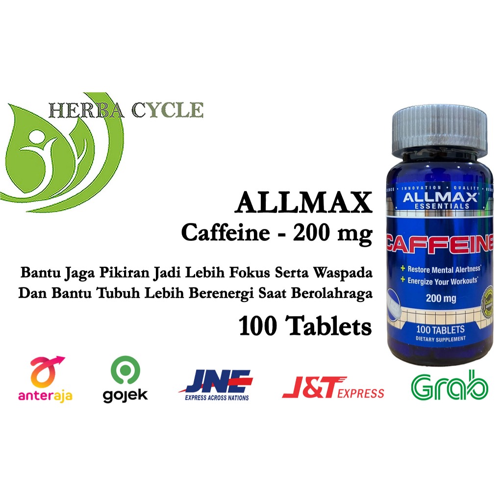 ALLMAX Nutrition 100% Pure Caffeine 200 mg 100 Tablets ORI USA Allmax Caffein Allmax