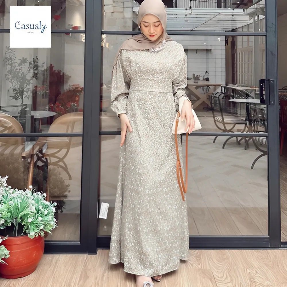 CASUALY - Adiba Dress Shakila Muslim Wanita Motif Bunga Floral Vintage