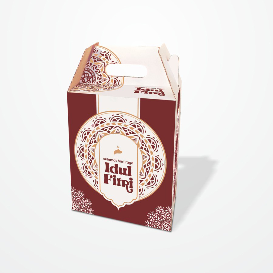 

( 5 pcs ) Kardus Tenteng Parcel Sembako Lebaran Kardus Sirup Packaging Hampers 24x24x29 cm