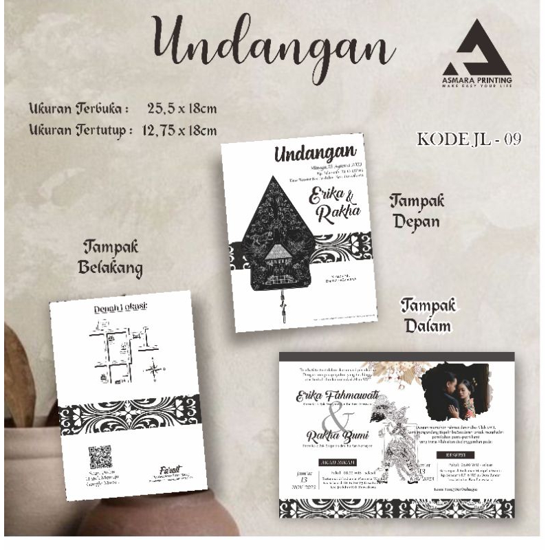 Undangan Pernikahan Kode Wayang Tema Jawa Design Estetik Cantik Menarik Express Tanpa PO