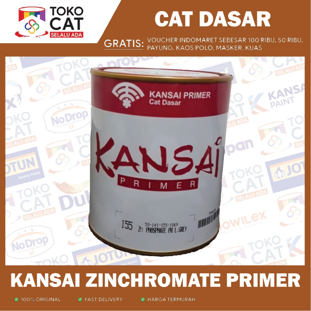Cat Dasar Anti Karat | Kansai Zinc Chromate ABU FTALIT 1KG | Kemasan Kaleng