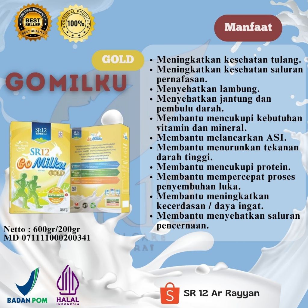 

Gomilku Gold SR12 Susu Kambing Etawa Rendah Lemak Tinggi Kalsium Bebas Gula