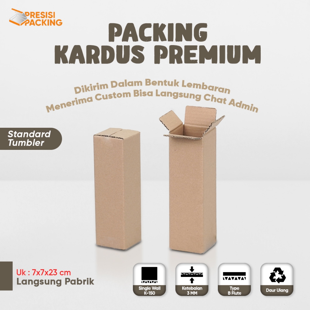 

Box Tumbler 7x7x23 Model Standar Kardus / Box / Karton / Polos / Kemasan / Packing / Kotak