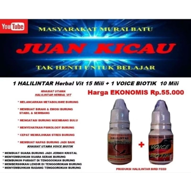 Paket VOICE BIOTIK 10 mili + HALILINTAR VIT 15 mii