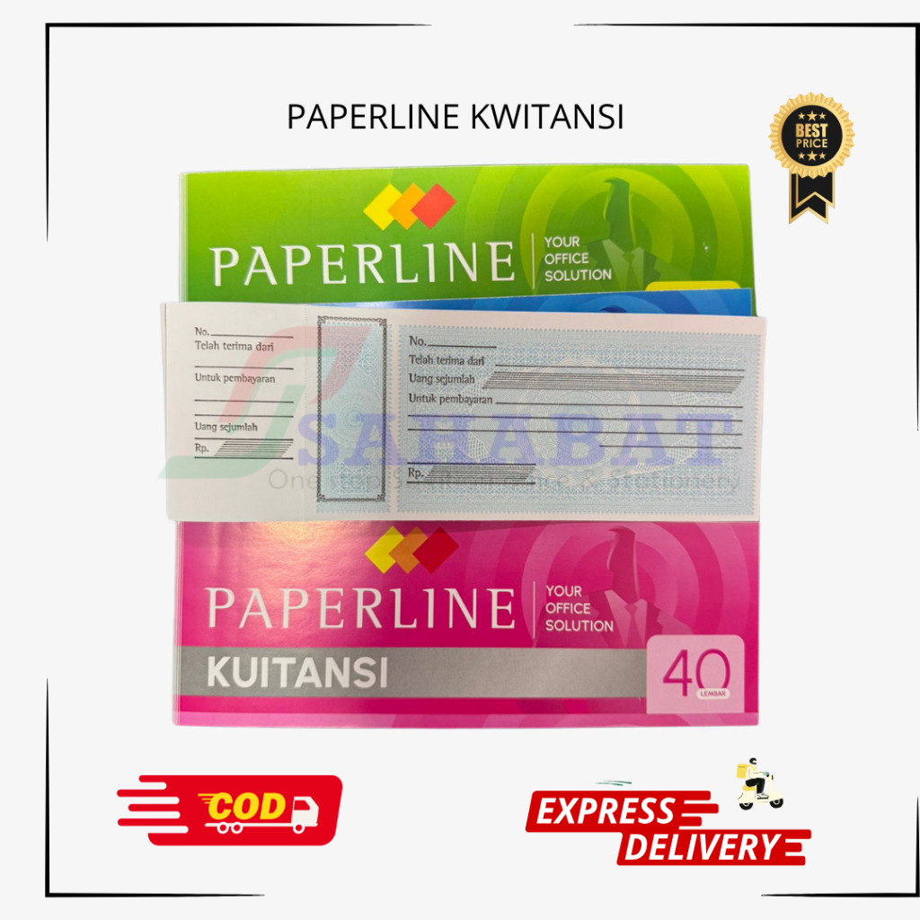 

PAPERLINE KWITANSI / KWITANSI MURAH / HARGA GROSIR ISI 40 LEMBAR