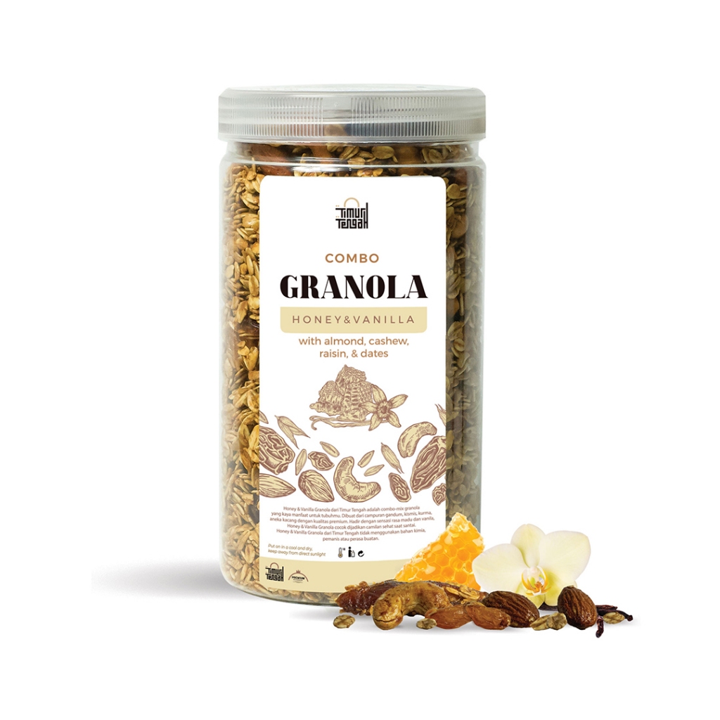 

Grainnola Timur Tengah - Granola Honey & Vanilla Sereal Sarapan Diet Sehat Oatmeal Cemilan Rendah Kalori Healty Food 500gr