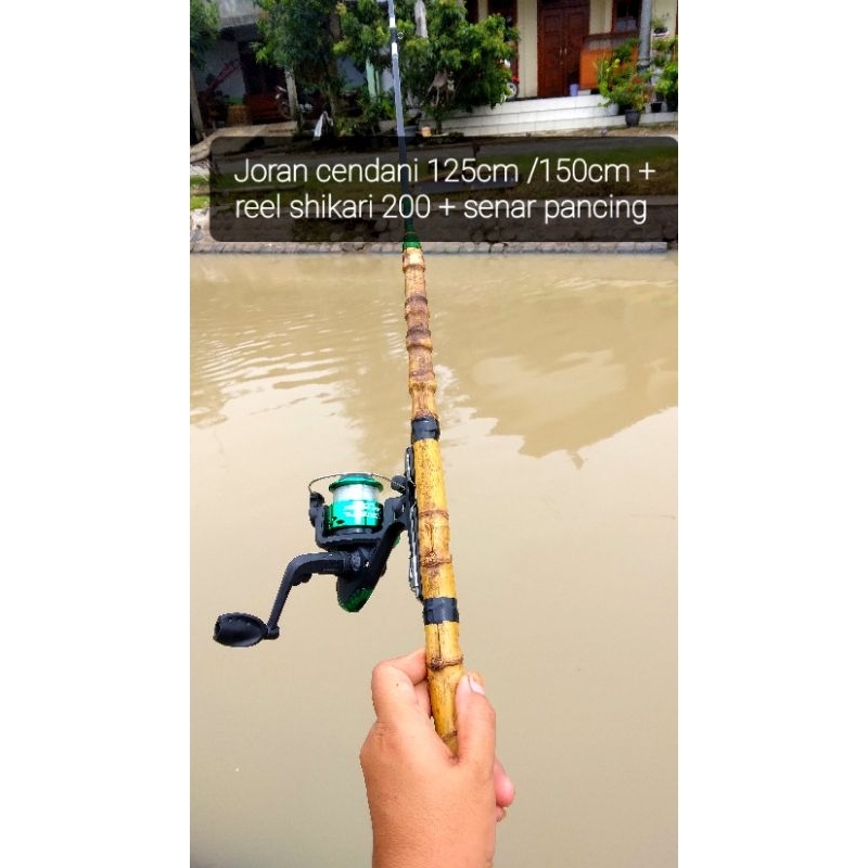 Joran pancing LELE SET KOMPLIT ganggang kayu dan Bambu Cendani