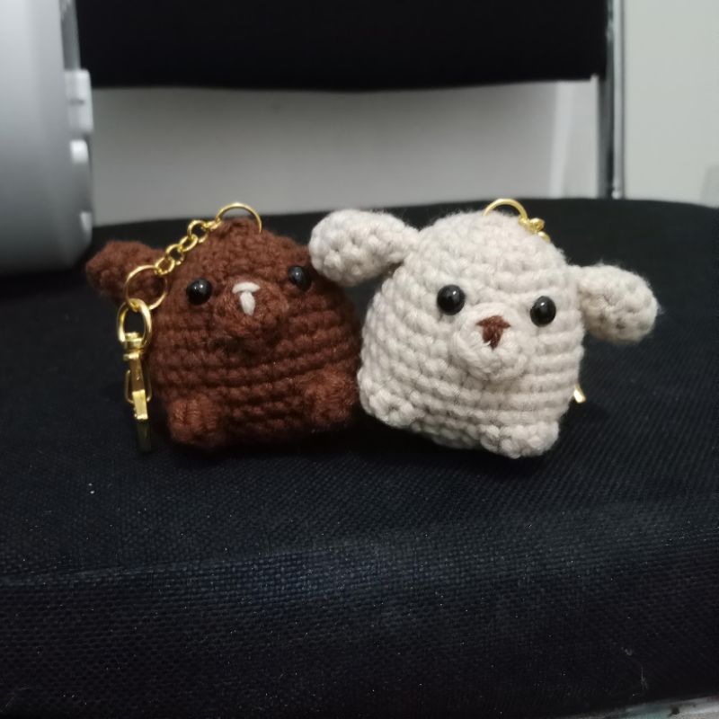 Gantungan Kunci Boneka Anjing Coklat dan Putih