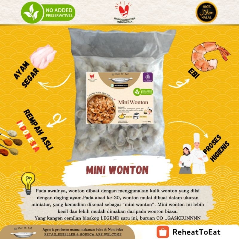 

ReheatToEat Mini Wonton / Berat : 500 gram *HALAL*