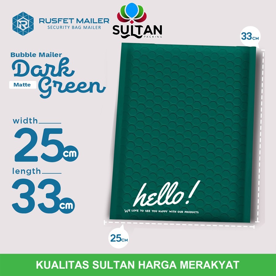

AMPLOP BUBBLE MAILER DARK GREEN PREMIUM 25x33cm TERMURAH SATUAN