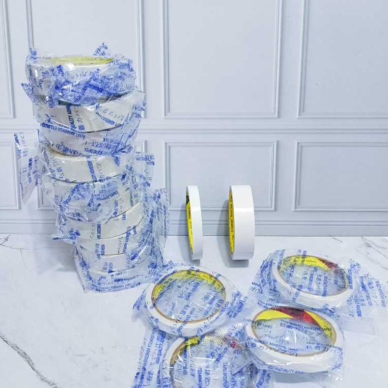 

12PCS Double Tape putih 1/2 " Inc x 7 Meter Dan 1 Inc * 7 meter