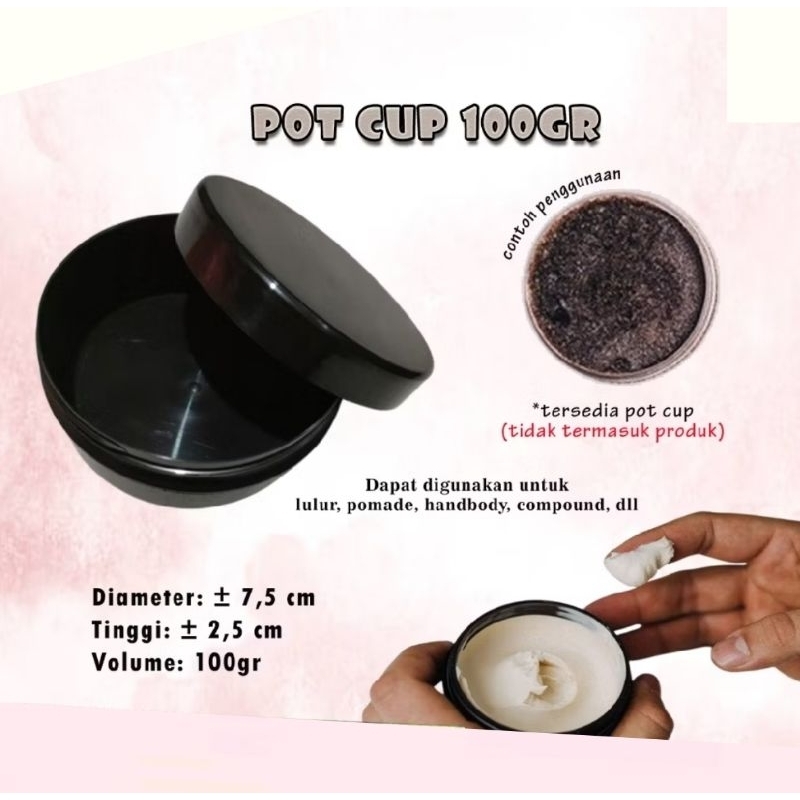 Pot Lulur 100 Gram Jar 100Gr Toples pomade tempat cream cup hand body warna hitam gr