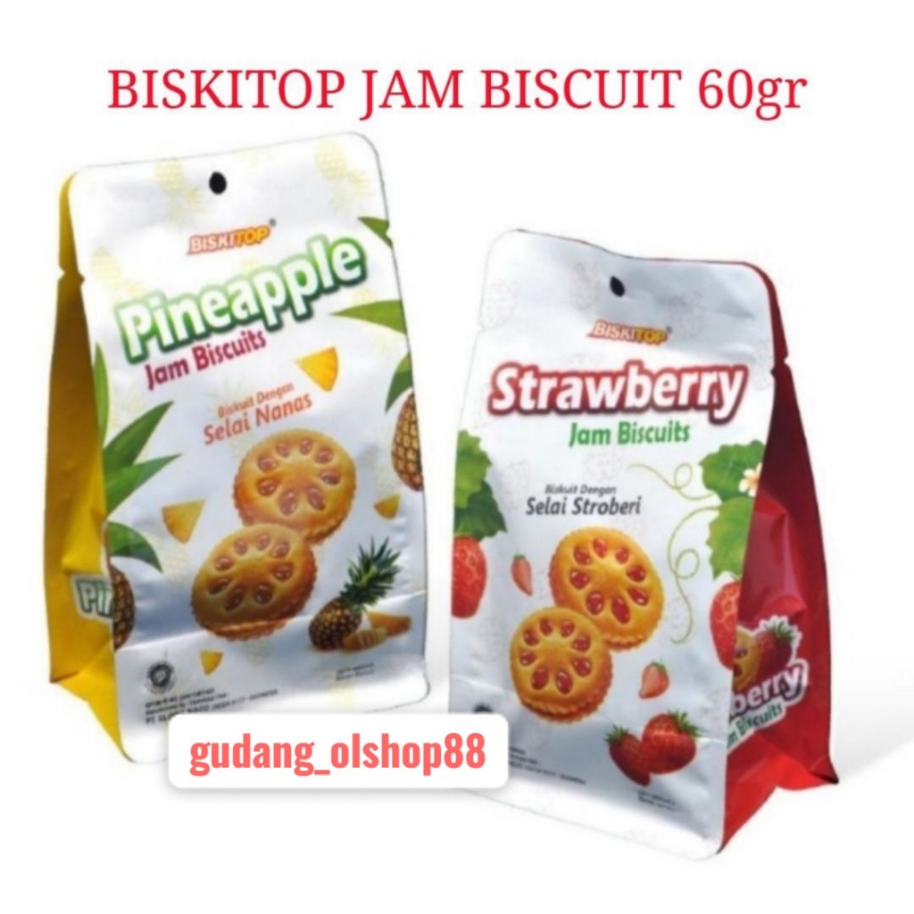 

[GOS] BISKITOP Biscuits Jam Varian Rasa Strawberry/ Pineapple Netto 60gr