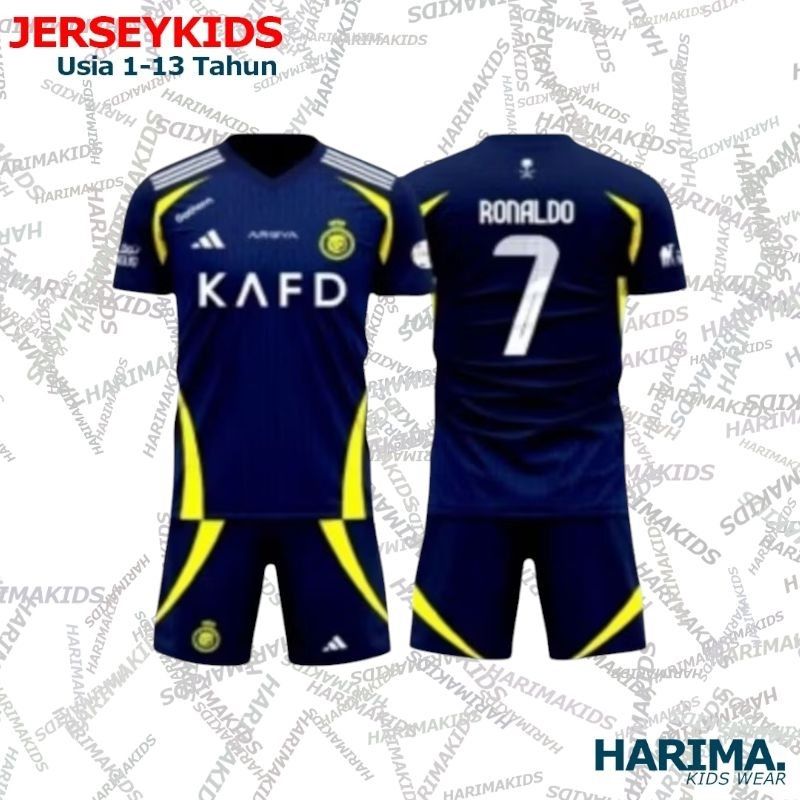 baju jersey bola anak Al nasr BIRU NAVY terbaru