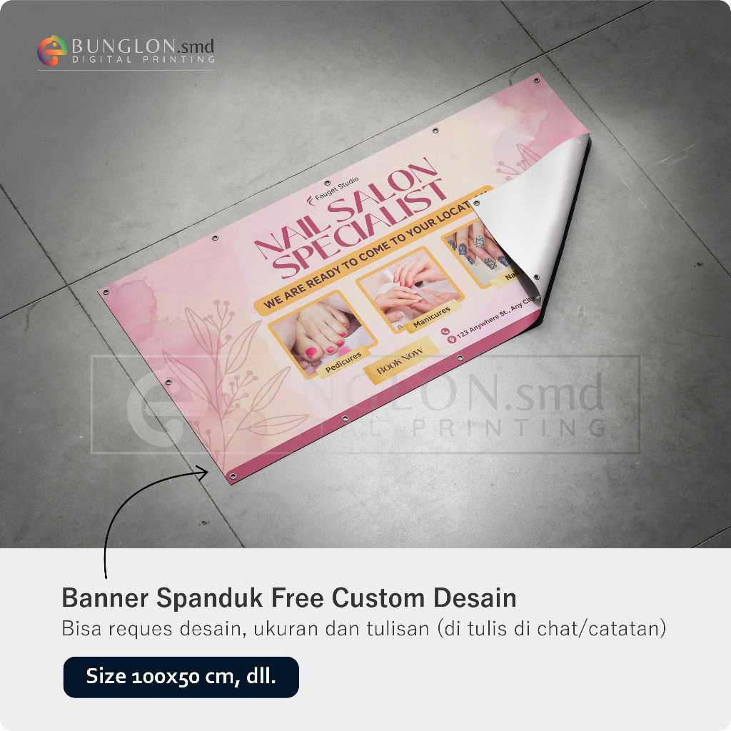 PRINT CETAK SPANDUK BANNER NAIL SALON CUSTOM DESAIN