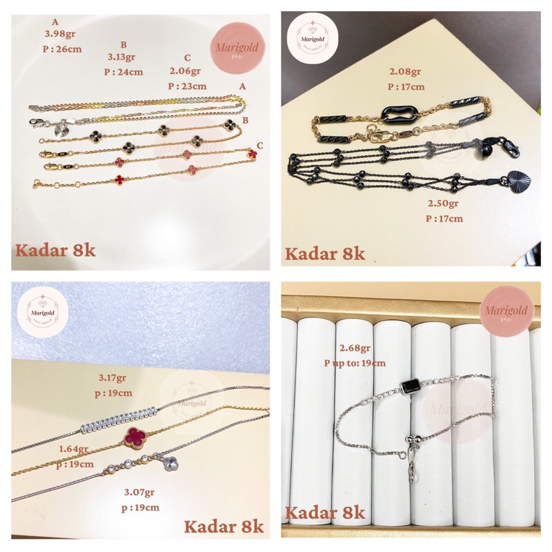 Gelang rantai emas tipis fashion 375