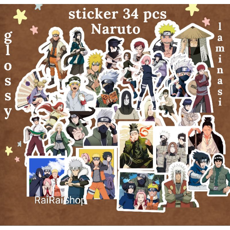 

RaiRaishop Stiker Naruto Glossy 34 pcs. free 4 lembar kertas mewarnai