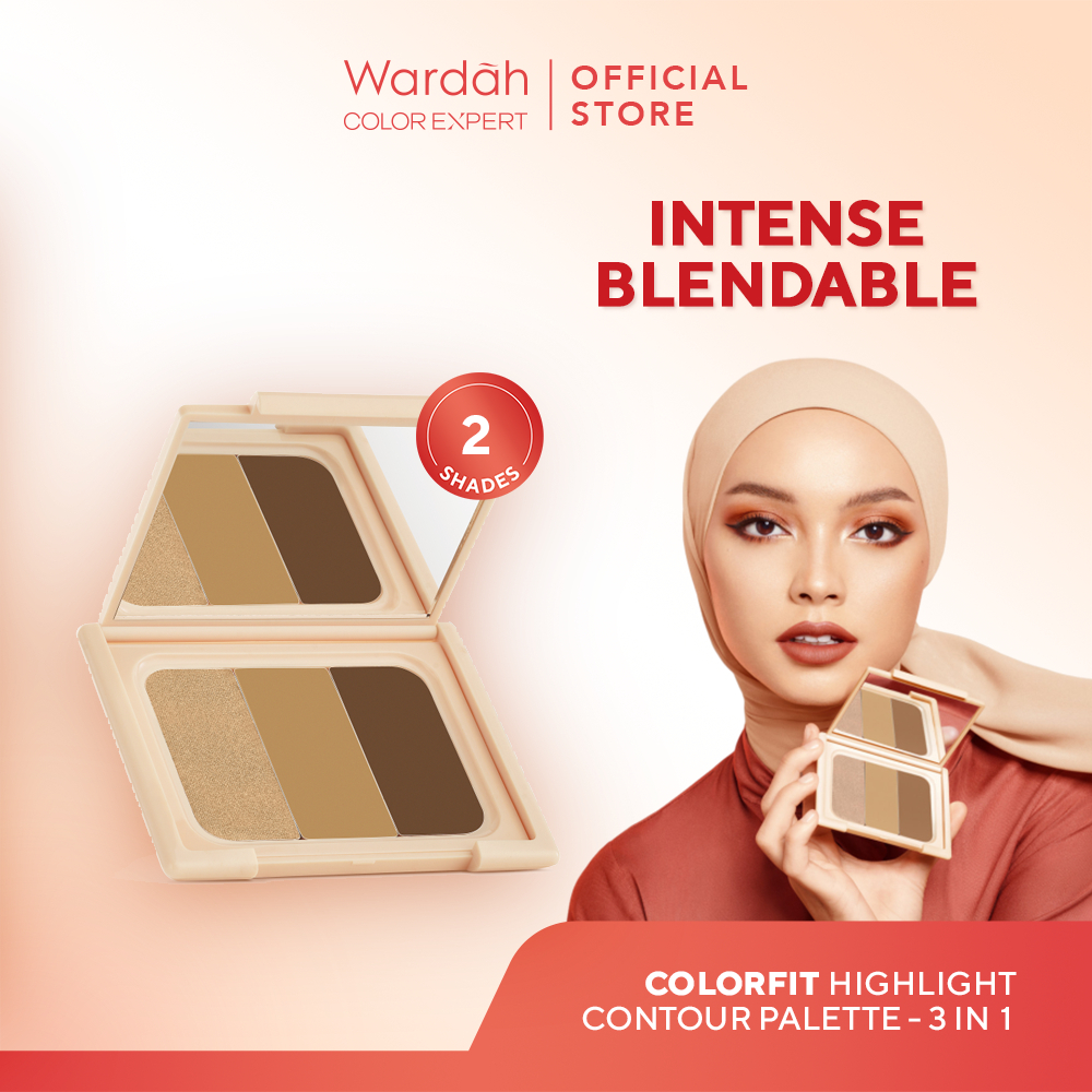 WARDAH Colorfit Highlight Contour Palette - 3 in 1 Highlighter, Contour, Concealer yang Pigmented, B
