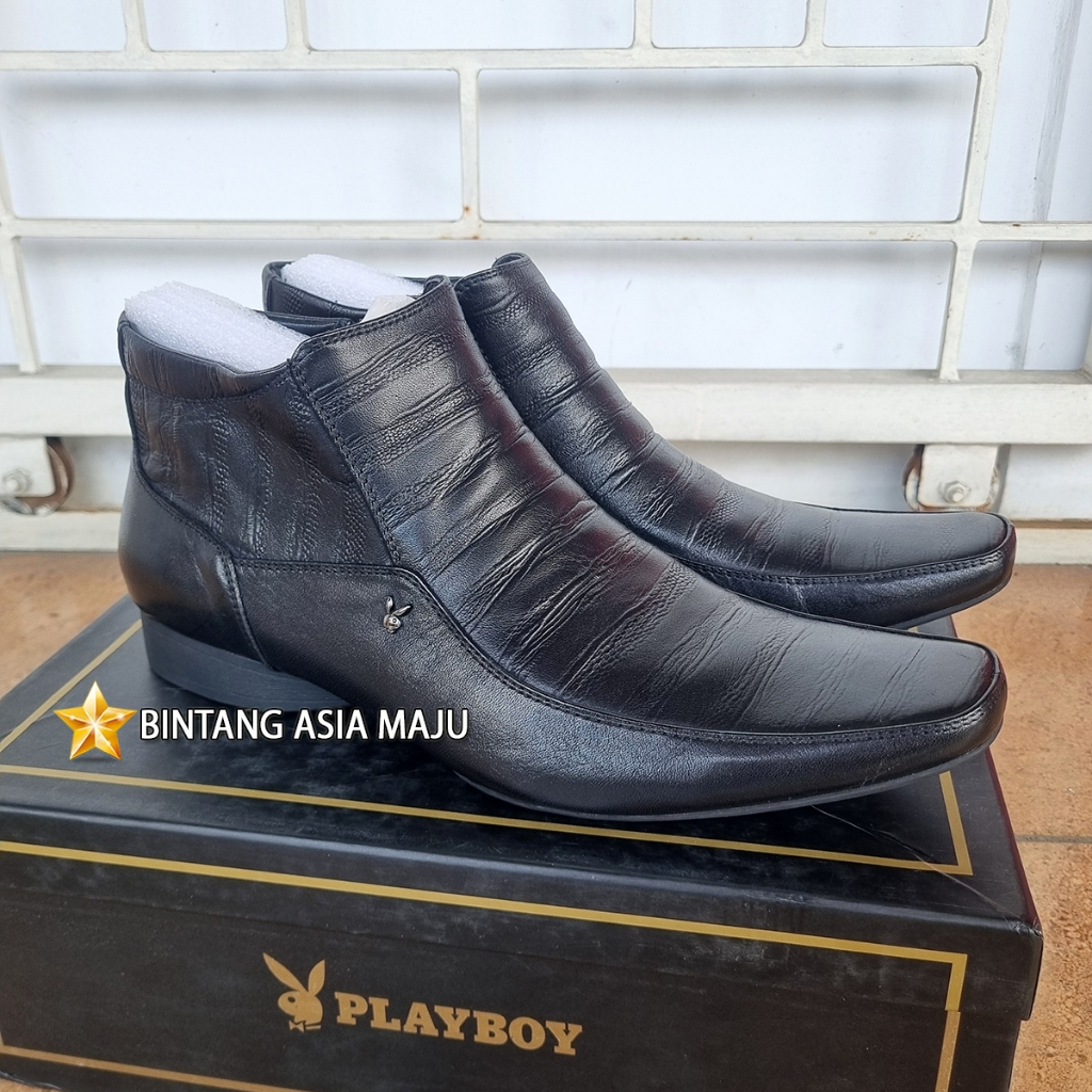 SEPATU BOOTS PLAYBOY PRIA ORIGINAL BOOT FORMAL KULIT HITAM PL25