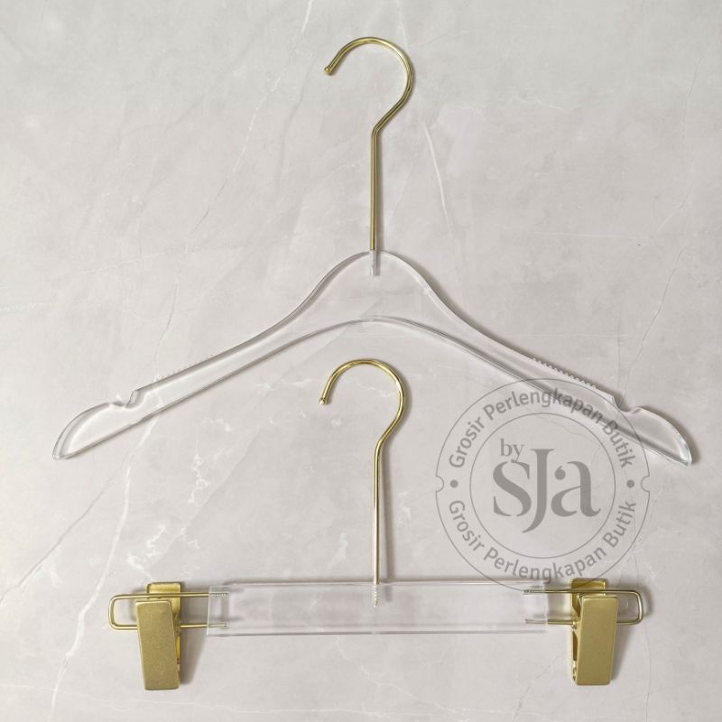 Hanger Bening Import / Hanger Gold / Hanger Baju / Hanger Celana / Hanger Jepit / Hanger Gold / Hang