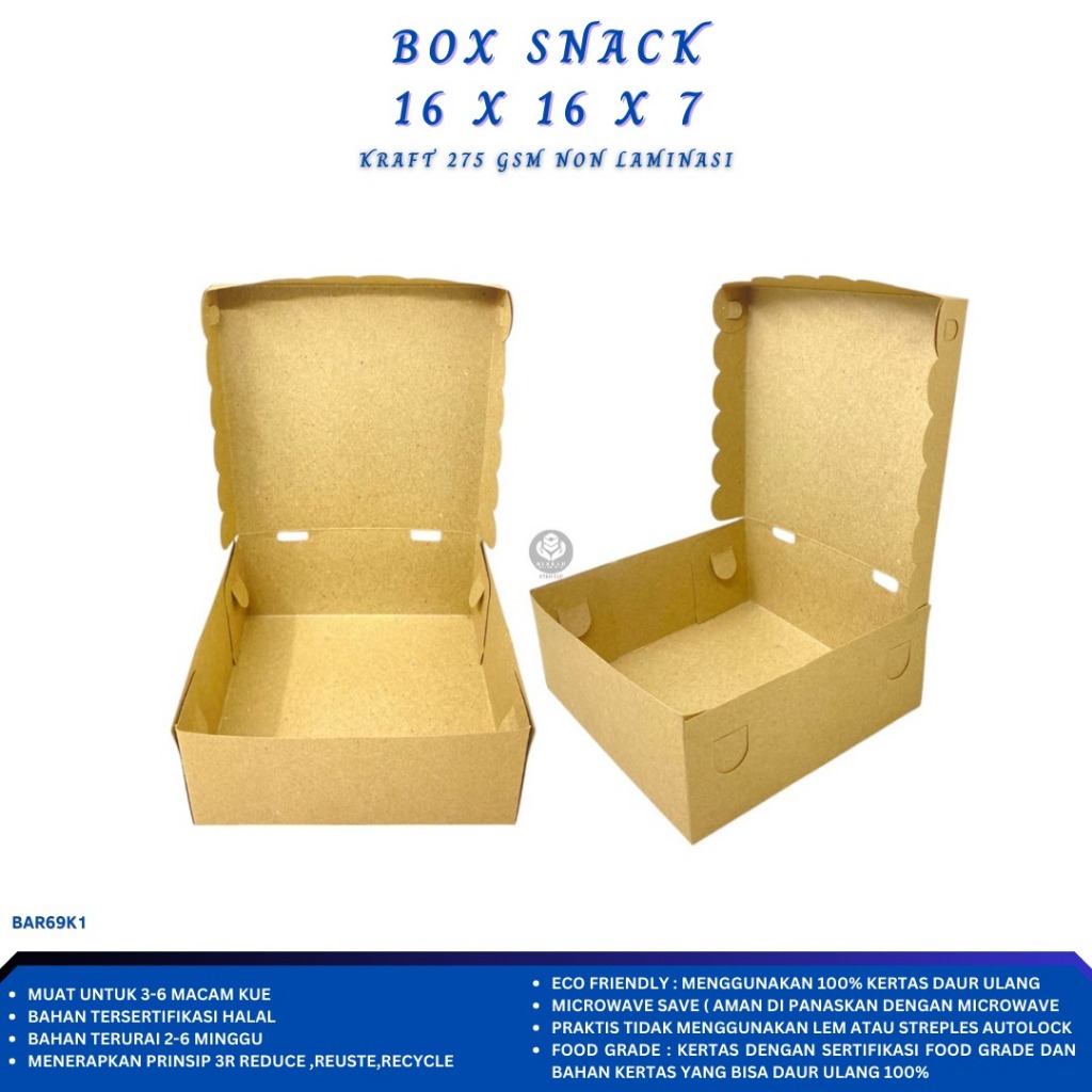 

Dus Nasi 16x16 Snack Box 16x16 Bahan 275 Gsm (BAR69K1-16X16X7 Cm)