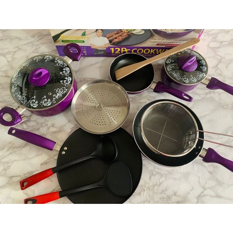 Panci set Supra 12pcs/wajan set pengorengan Anti lengket