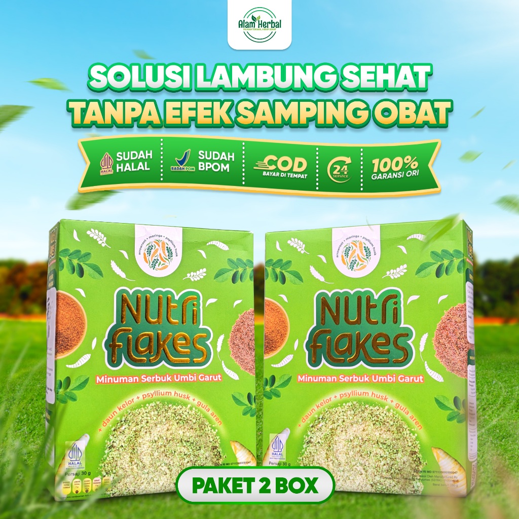 

Nutriflakes Original 2 Box Sereal Umbi Garut Atasi Asam Lambung Gerd Maag Masalah Pencernaan