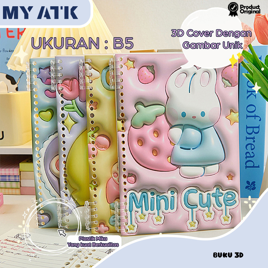 

60 lembar Loose Leaf buku Notebook B5 3D cute cartoon/ Buku tulis sekolah binder kuliah