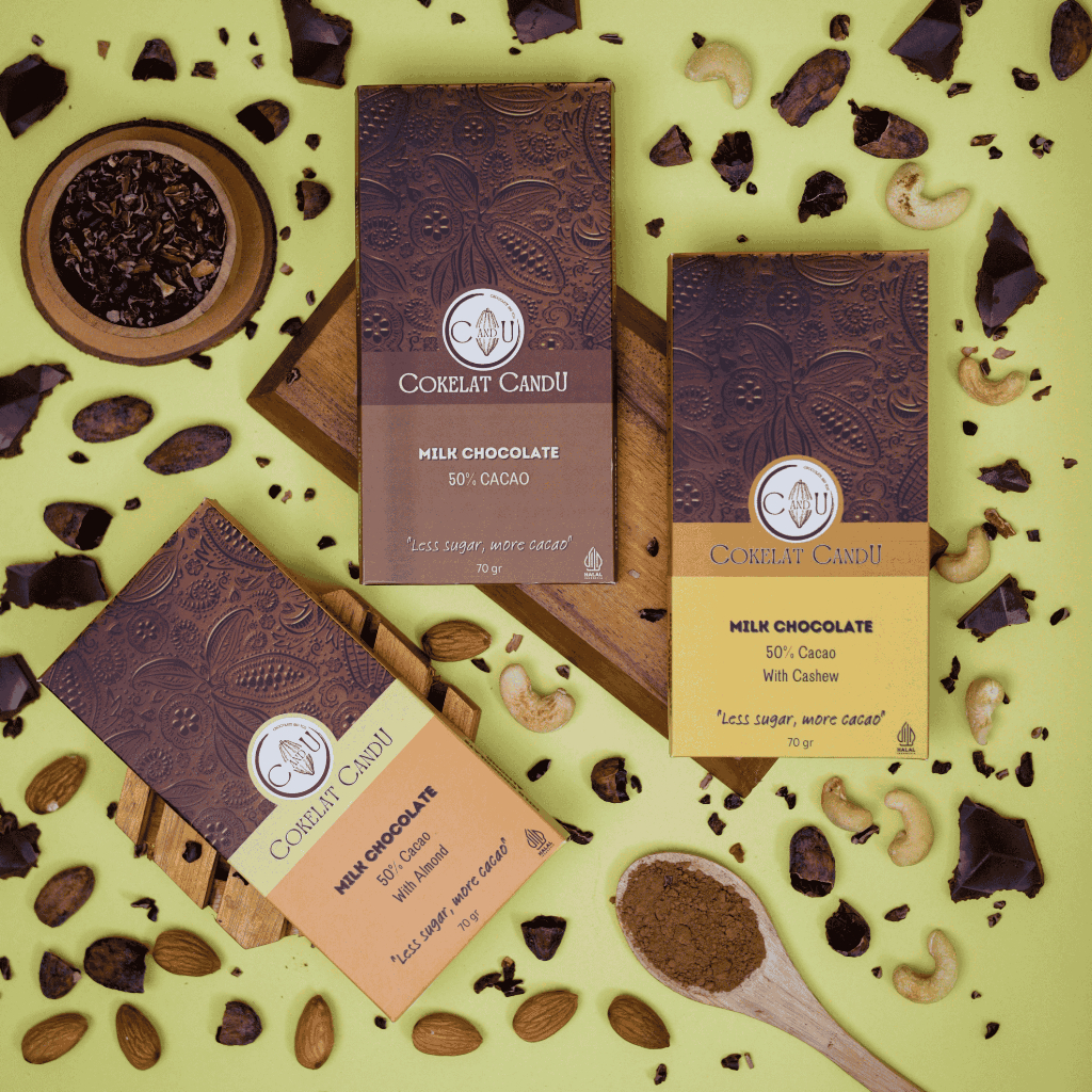 

Chocolate Bar 70gr milk cashew almond / Coklat susu