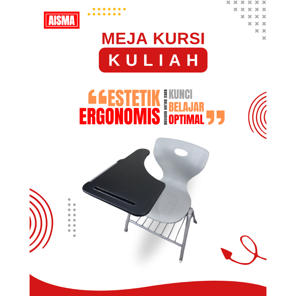 AISMA - Kursi Kuliah Harvard Grey/ Kursi Mahasiswa