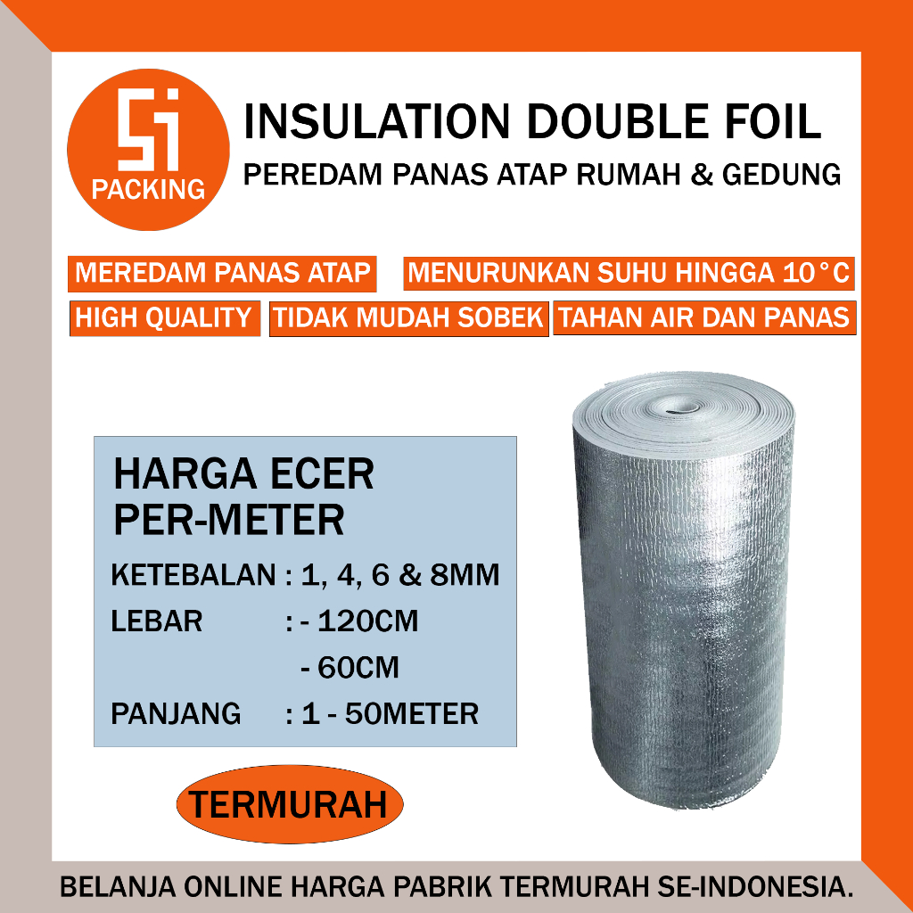 Alumunium Foil Peredam Panas Atap Foam Insulation PE Metalizing Rumah Gedung Ecer Roll