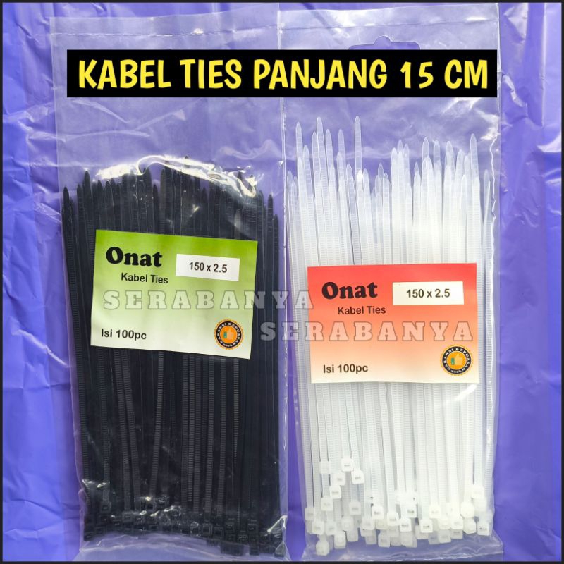 

ONAT KABEL TIES WARNA HITAM DAN PUTIH | 150 x 2.5 | TALI TIS PLASTIK PENGIKAT ISI 100 PCS / Nilon Plastik Pengikat