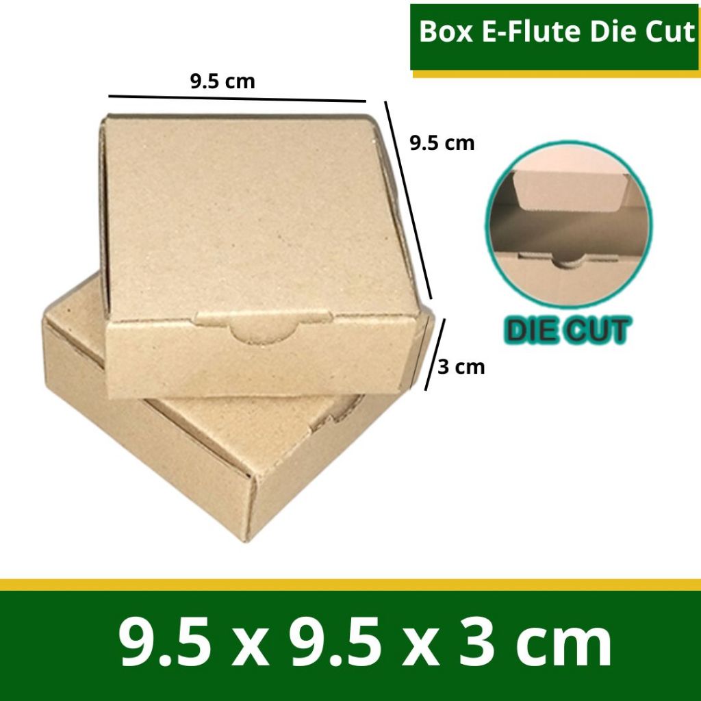 

Box Kardus E-Flute Die Cut 9,5x9,5x3 cm untuk Packing Tempered Glass Camera dan Accessories