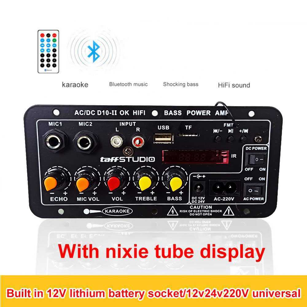 Taffstudio Papan Amplifier Bluetooth 12 Volt Mobil Audio Karaoke With Digital Screen D10 Peralatan